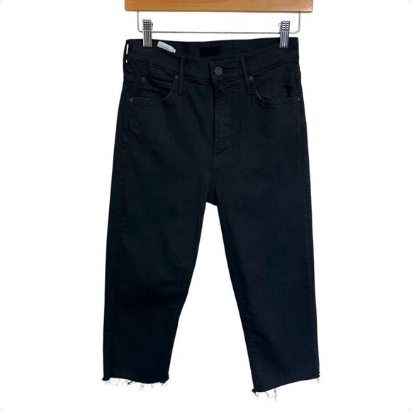 Mother Demin Black High Waisted Rascal Knicker Fray‎ Jeans, 26 - Picture 2 of 13